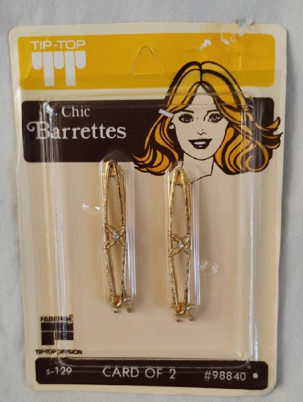 Tip-Top Chic Gold Barrettes - Set of 2 Vintage 1970s